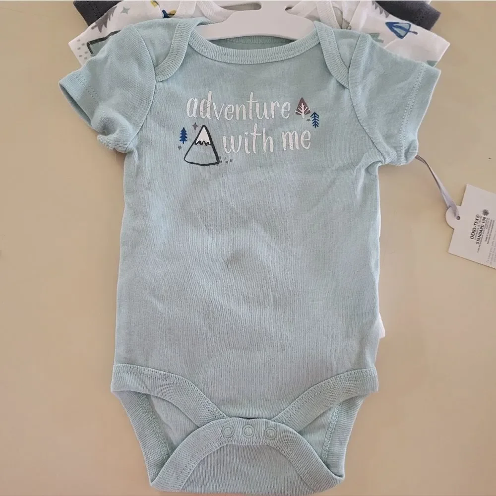 Cloud Island™ Blue Adventure Short Sleeve Bodysuit 4pk Newborn
